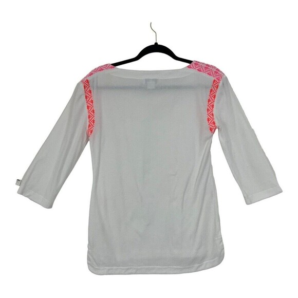 Vineyard Vines Size XXS White Terry Pink & Orange Embroidered Trim Tunic - Picture 3 of 4